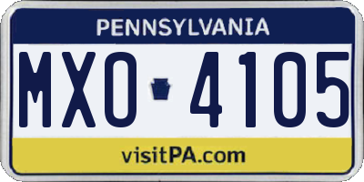 PA license plate MXO4105