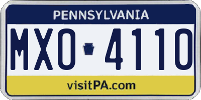 PA license plate MXO4110