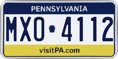 PA license plate MXO4112