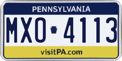 PA license plate MXO4113
