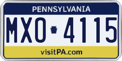 PA license plate MXO4115