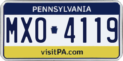 PA license plate MXO4119