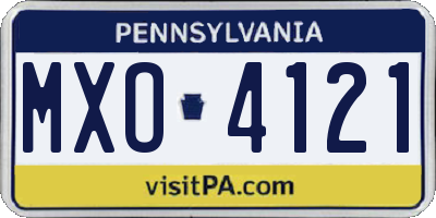 PA license plate MXO4121