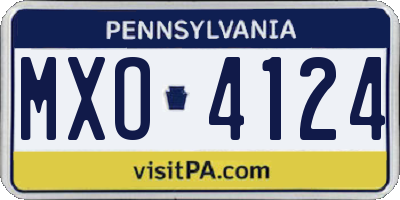 PA license plate MXO4124