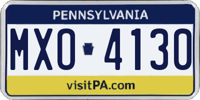 PA license plate MXO4130