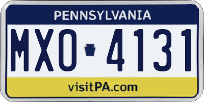 PA license plate MXO4131