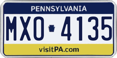 PA license plate MXO4135