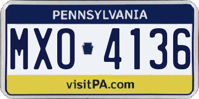 PA license plate MXO4136