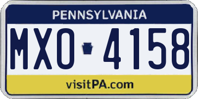 PA license plate MXO4158