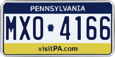 PA license plate MXO4166