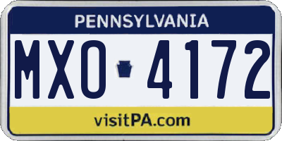 PA license plate MXO4172