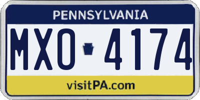 PA license plate MXO4174