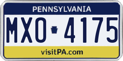 PA license plate MXO4175