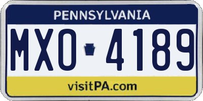 PA license plate MXO4189