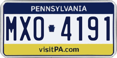 PA license plate MXO4191