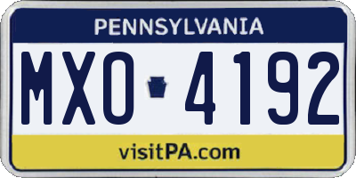 PA license plate MXO4192