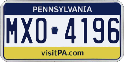 PA license plate MXO4196
