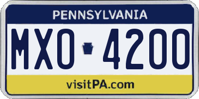 PA license plate MXO4200
