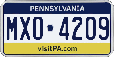 PA license plate MXO4209