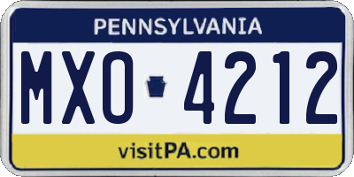 PA license plate MXO4212