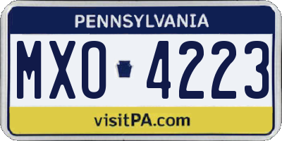 PA license plate MXO4223