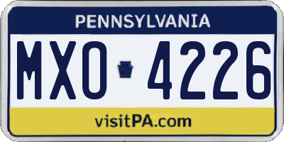 PA license plate MXO4226