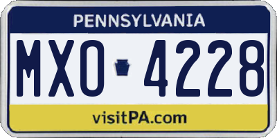 PA license plate MXO4228