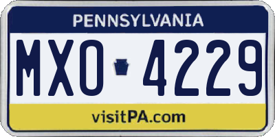PA license plate MXO4229