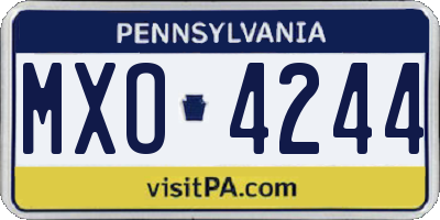 PA license plate MXO4244
