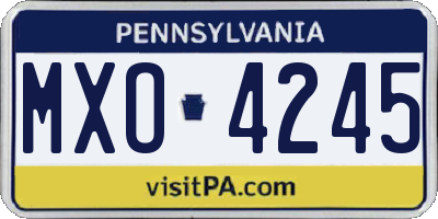 PA license plate MXO4245