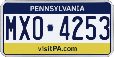 PA license plate MXO4253