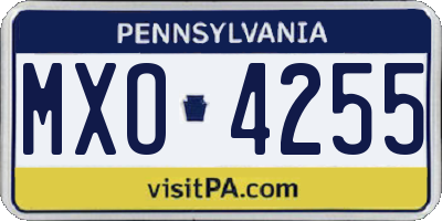 PA license plate MXO4255