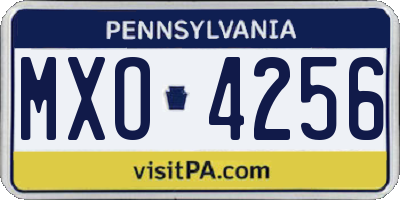PA license plate MXO4256
