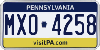 PA license plate MXO4258