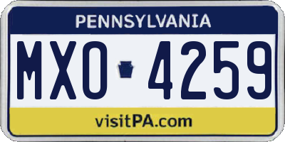 PA license plate MXO4259