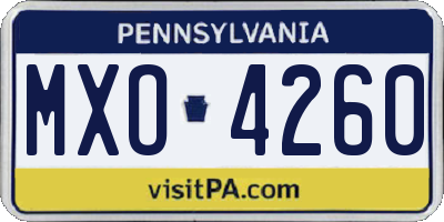 PA license plate MXO4260