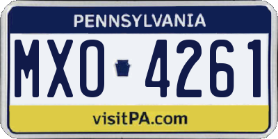PA license plate MXO4261
