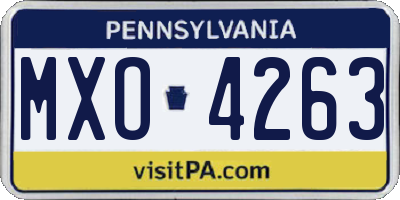 PA license plate MXO4263