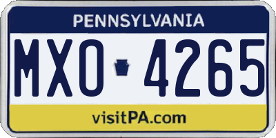 PA license plate MXO4265
