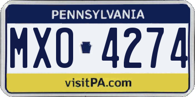 PA license plate MXO4274