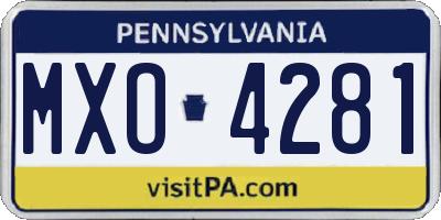 PA license plate MXO4281