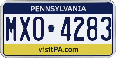 PA license plate MXO4283