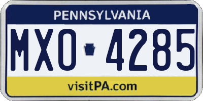 PA license plate MXO4285