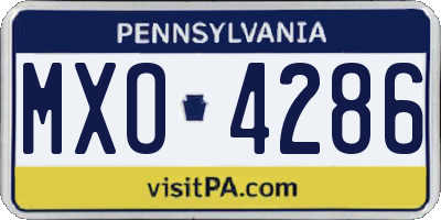 PA license plate MXO4286