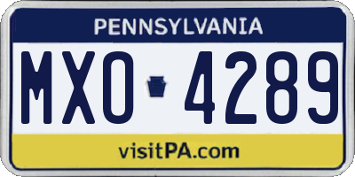 PA license plate MXO4289