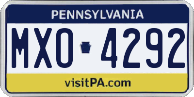 PA license plate MXO4292