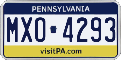 PA license plate MXO4293