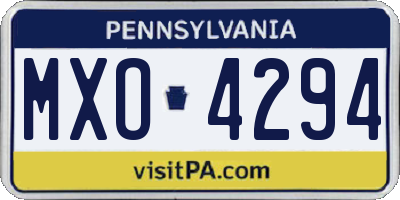 PA license plate MXO4294