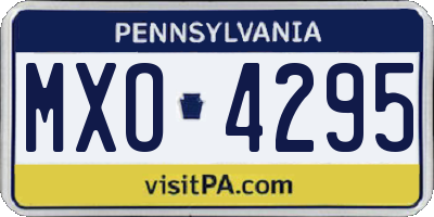 PA license plate MXO4295