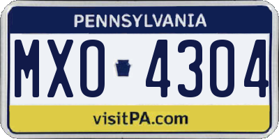 PA license plate MXO4304